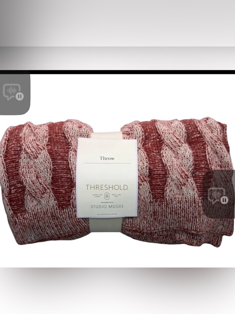 Threshold Cable Knit Throw - Rose Blend
